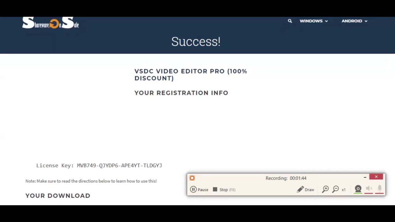 vsdc free video editor serial key